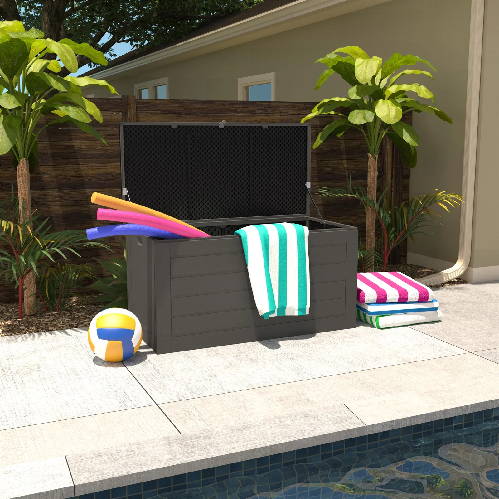 【Storage Shed】180 Gallon Water Resistant Plastic Lockable Deck Box