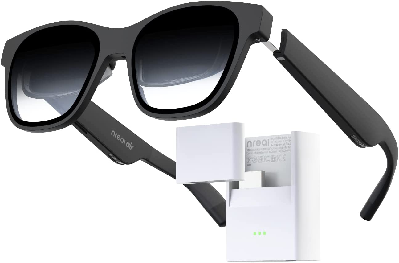 Nreal Air AR Glasses with Nreal Adapter, Compatible with iPhone and Nintendo Switch, Connect to iPhone via Lightning to HDMI Adapter, Stream and Game, AR Glasses with 130