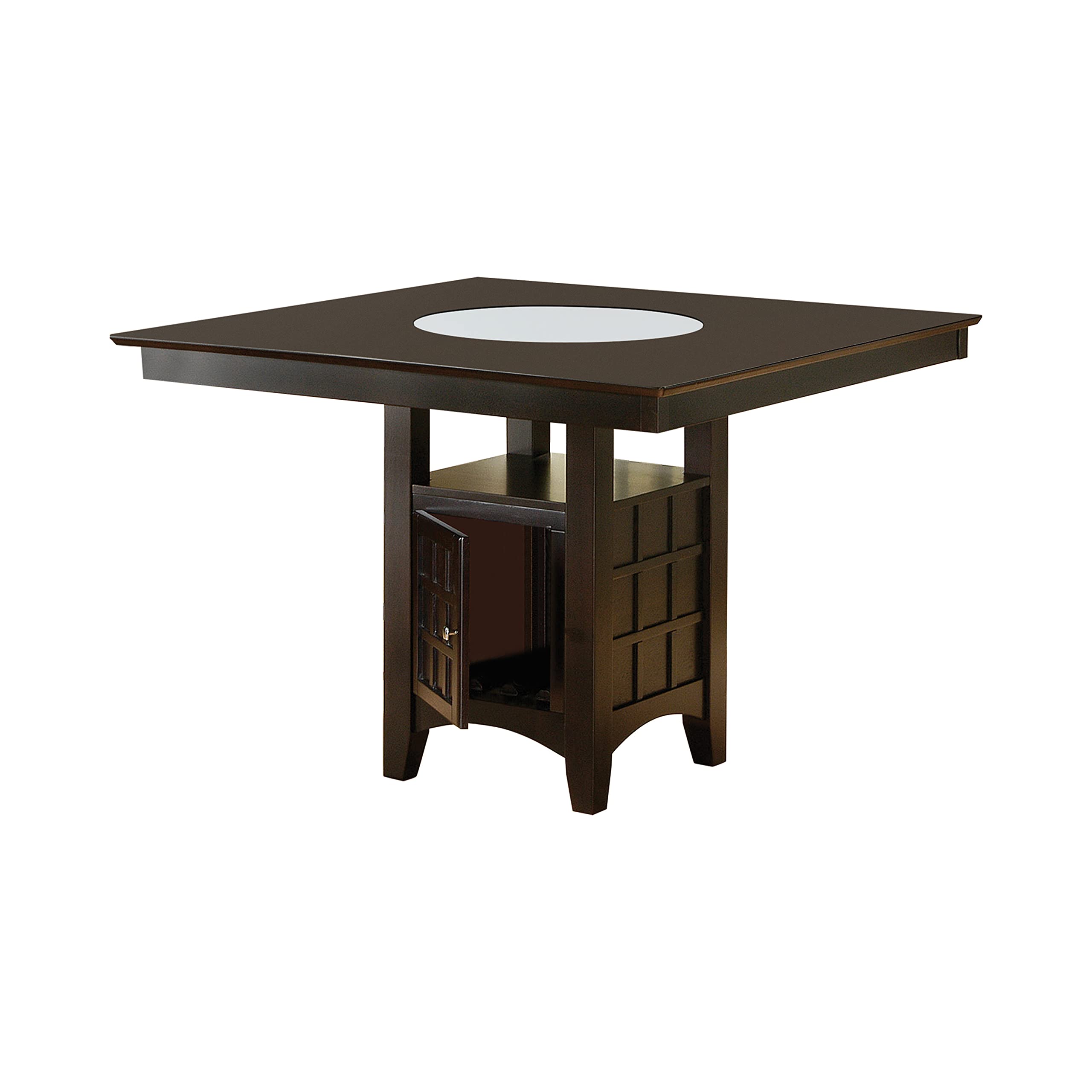 【Furniture】9 Piece Counter Height Storage Dining Table with Lazy Susan & Chair Set