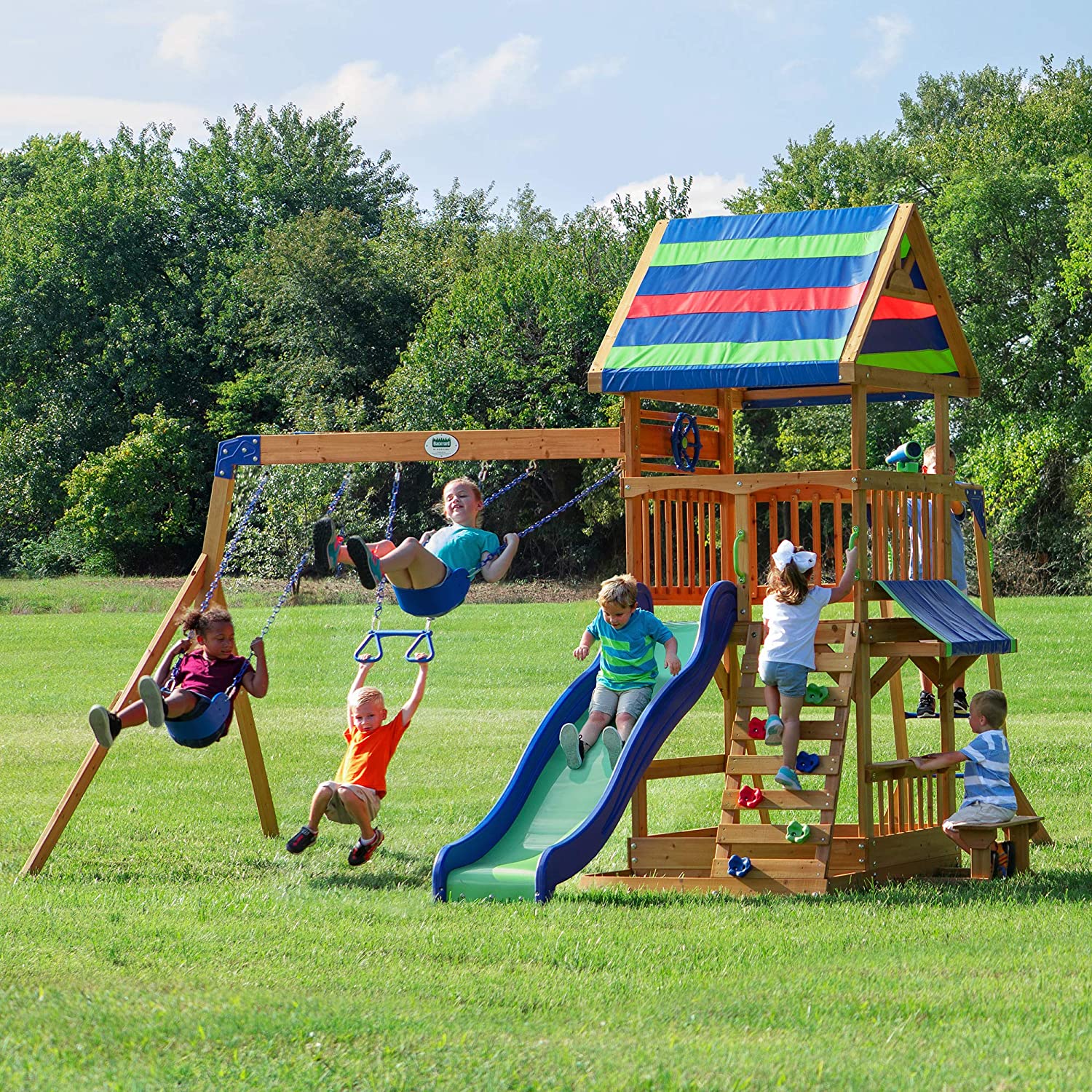 Beach Front All Cedar Wooden Swing Set