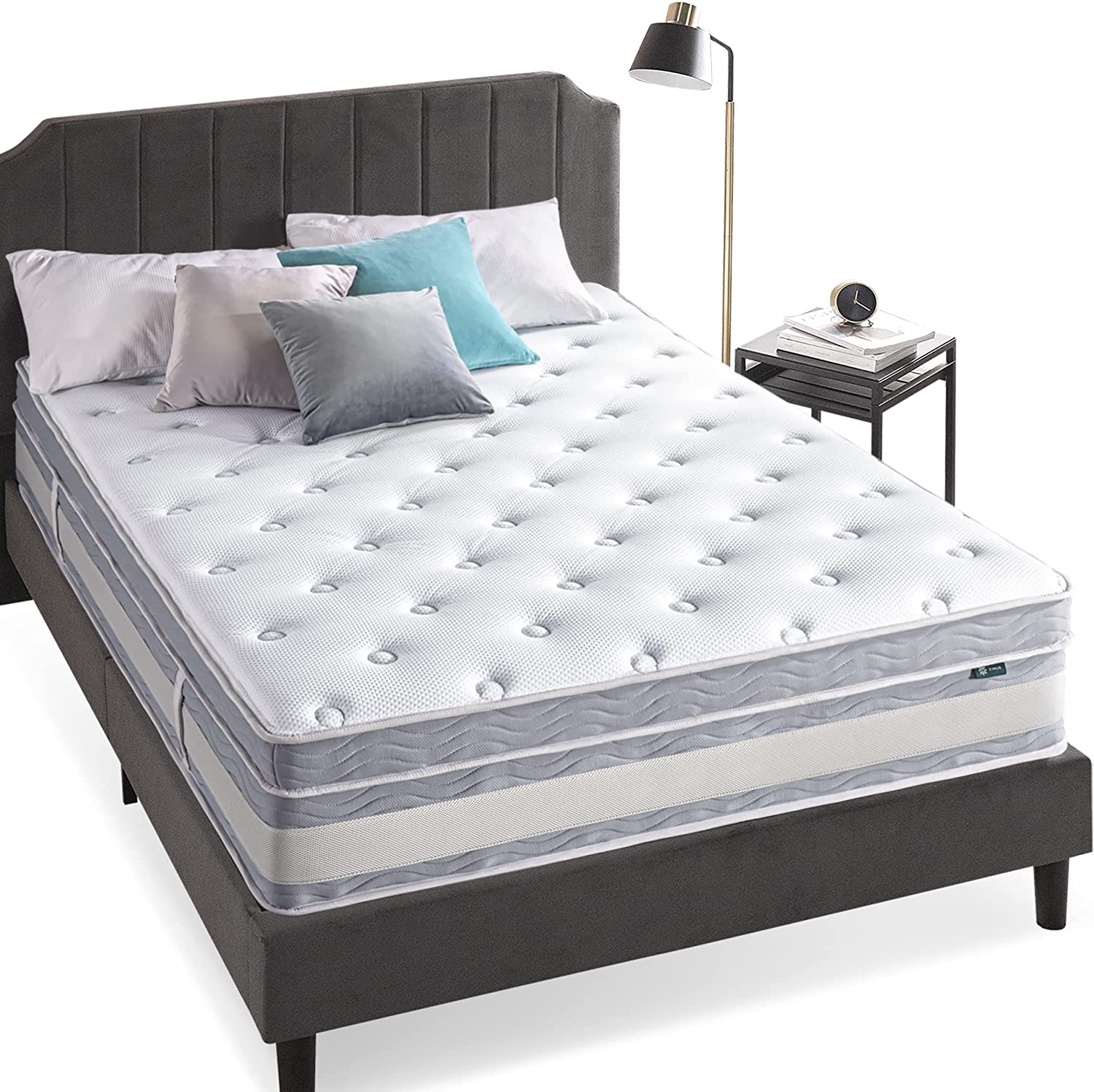 ZINUS 12 Inch Green Tea Cooling Gel Memory Foam Hybrid Mattress / Pocket Innersprings for Motion Isolation / Edge Support, Full White