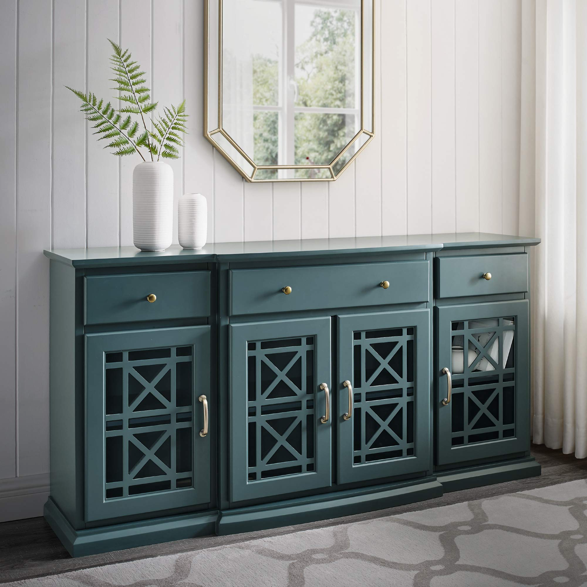 【Furniture】Modern Wood Glass Door Buffet Sideboard Living Room - Dining Room Console